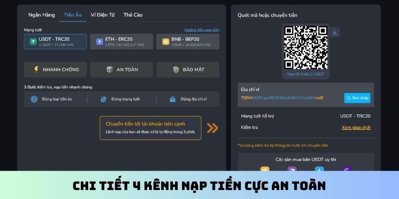 Chi tiết 4 kênh nạp tiền cực an toàn