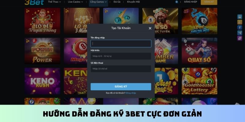 Hướng dẫn đăng ký 3BET cực đơn giản