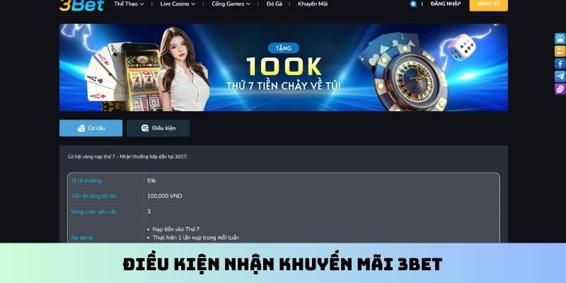 Điều kiện nhận khuyến mãi 3BET